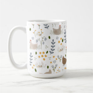 Chicken Lovers Farmyard Animal Pretty Floral Coffee Mug