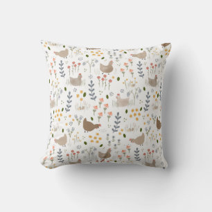 Chicken Lovers Farmyard Animal Pretty Floral Cushion