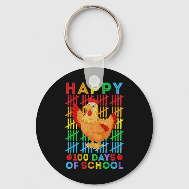 Chicken Lovers Teacher Student Happy 100 Days Of S Key Ring (Front)