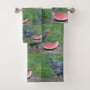 Chicken Loves Watermelon Bath Towel Set