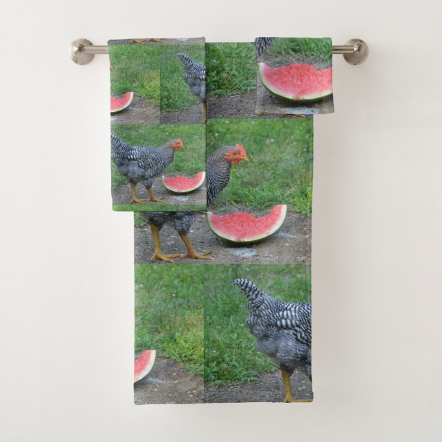 Chicken Loves Watermelon Bath Towel Set (Insitu)