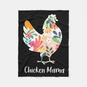 Chicken mama flowers farmer mother's day fleece blanket