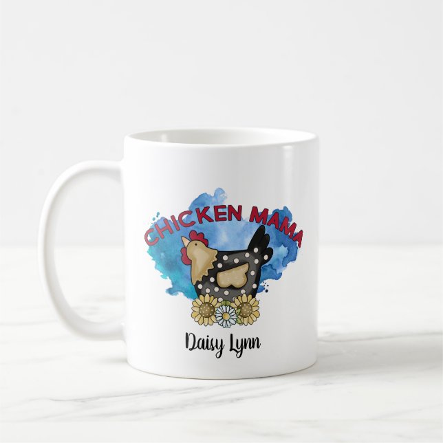 Chicken Mama Rustic Personalised  Coffee Mug (Left)