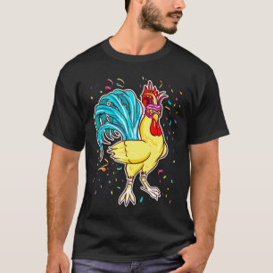 Chicken Mardi Gras Mask Beads Party T-Shirt