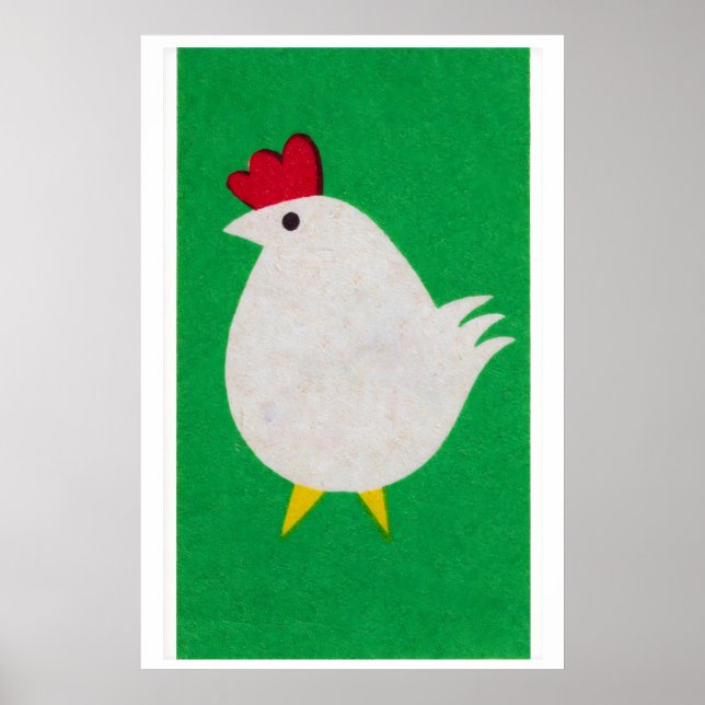 Chicken Matchbox Art Print, Czechoslovakian Poster (Front)