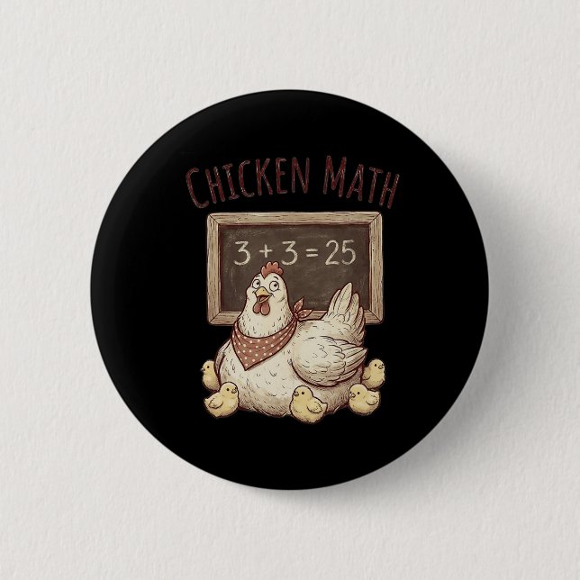 Chicken Math Funny Chalkboard Equation Hen Ckyard  6 Cm Round Badge (Front)