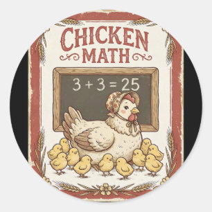 Chicken Math Funny Chalkboard Equation Hen Ckyard Classic Round Sticker