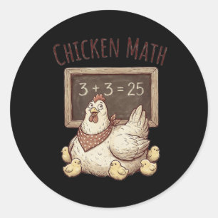 Chicken Math Funny Chalkboard Equation Hen Ckyard  Classic Round Sticker