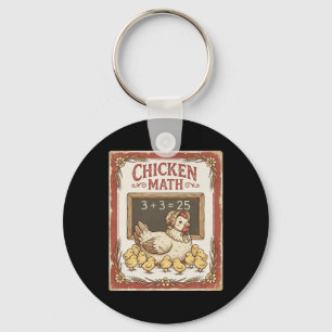 Chicken Math Funny Chalkboard Equation Hen Ckyard Key Ring