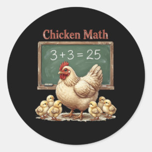 Chicken Math Funny Hen Chalkboard Equation Ckyard  Classic Round Sticker