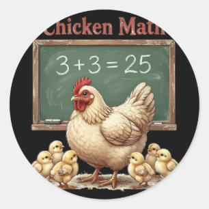 Chicken Math Funny Hen Chalkboard Equation Ckyard Classic Round Sticker