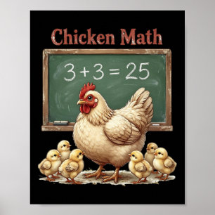 Chicken Math Funny Hen Chalkboard Equation Ckyard Poster