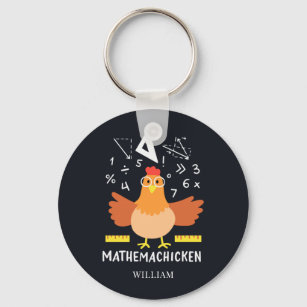 Chicken Math Gag Funny Mathemachicken Teacher Key Ring