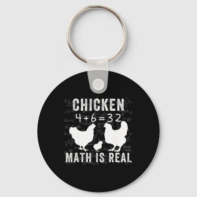 Chicken Math Is Real, Chicken Lover Funny Chicken  Key Ring (Front)