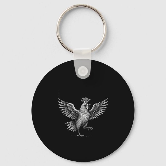 Chicken Meme Caw Funny Sayings Rooster Humor Quote Key Ring (Front)
