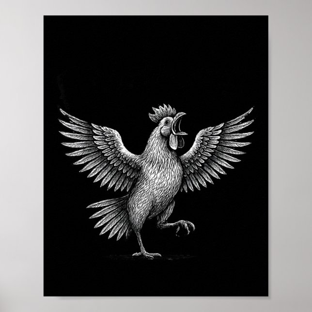 Chicken Meme Caw Funny Sayings Rooster Humor Quote Poster (Front)