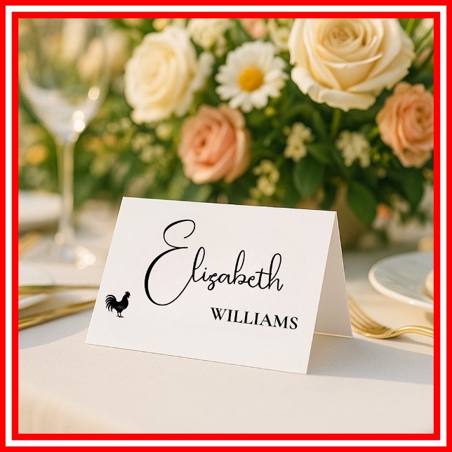 Chicken Menu Modern Script Wedding Place Cards (Creator Uploaded)