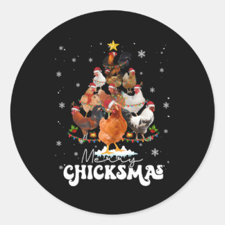 Chicken Merry Chickmas Santa Claus Classic Round Sticker