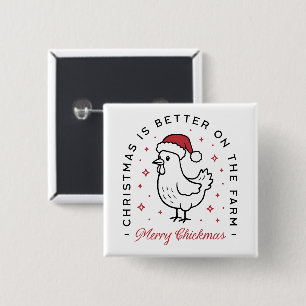 Chicken Merry Christmas country funny farm animal 15 Cm Square Badge