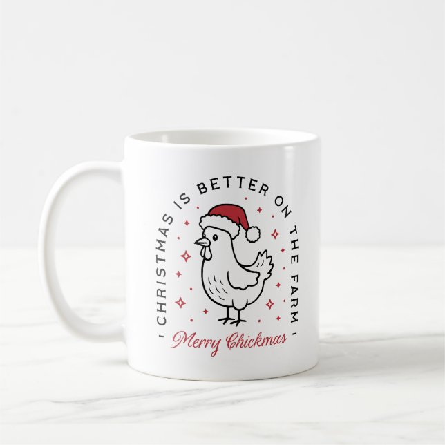 Chicken Merry Christmas country funny farm animal Coffee Mug (Left)