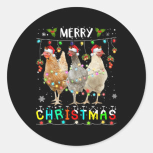 Chicken Merry Christmas Family Matching Chickens P Classic Round Sticker