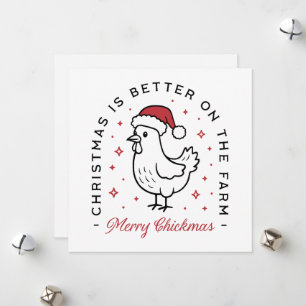 Chicken Merry Christmas farm country funny quotes Holiday Card