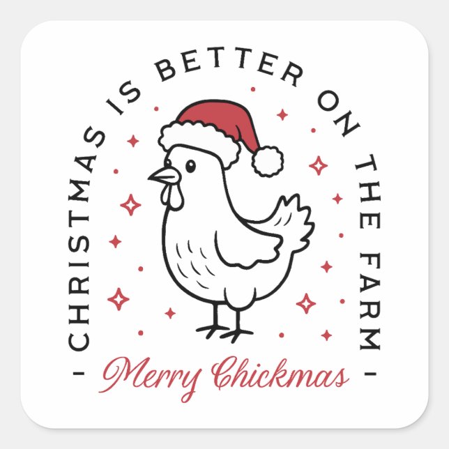 Chicken Merry Christmas farm country funny quotes Square Sticker (Front)