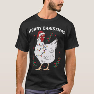 Chicken Merry Christmas Funny Santa Hat Chicken Li T-Shirt