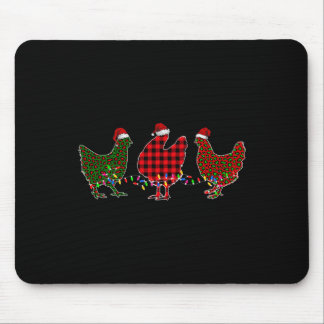 Chicken Merry Christmas Red Green Leopard Plaid Xm Mouse Pad