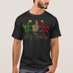 Chicken Merry Christmas Red Green Plaid Leopard P T-Shirt