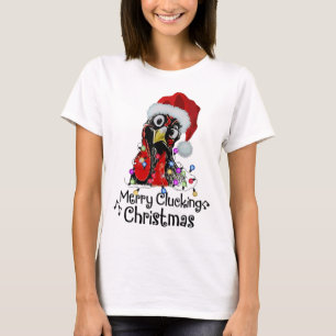 Chicken Merry Clucking Christmas Santa Funny Xmas T-Shirt