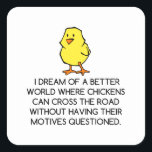 CHICKEN MOTIVES SQUARE STICKER<br><div class="desc">cool,  comic,  cute,  vintage sports,  couple,  love,  funny,  science,  retro</div>