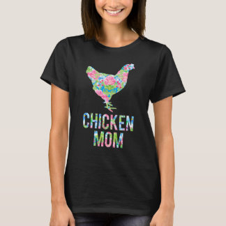 Chicken Mum Colourful Floral Chickens Hen T-Shirt