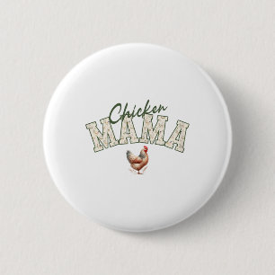 Chicken Mum Vintage Hen Floral Poultry Farming Aes 6 Cm Round Badge