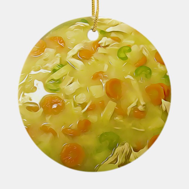 Chicken Noodle Soup Gag Gift Food Christmas Ceramic Ornament (Front)