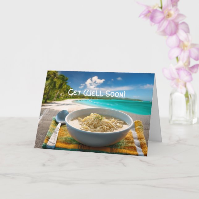 Chicken Noodle Soup Get Well Card (Orchid)