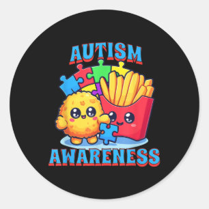 Chicken Nugget And French Fries Autism Awareness Classic Round Sticker