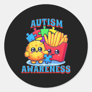 Chicken Nugget And French Fries Autism Awareness Classic Round Sticker