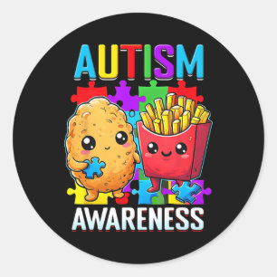 Chicken Nugget And French Fries Autism Awareness F Classic Round Sticker