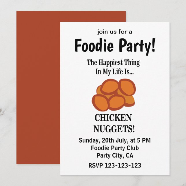 Chicken Nugget Fast Food Foodie Party Invitation (Front/Back)