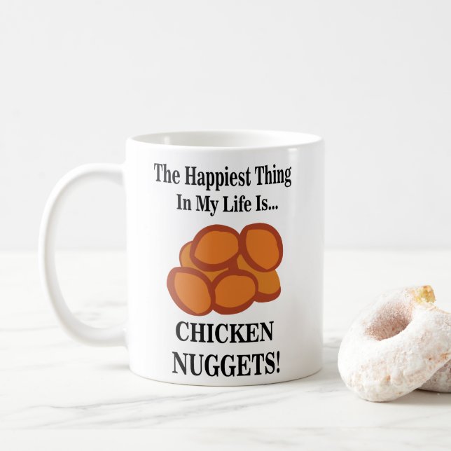 Chicken Nugget Fast Food Funny Chicken Nugget Coffee Mug (With Donut)