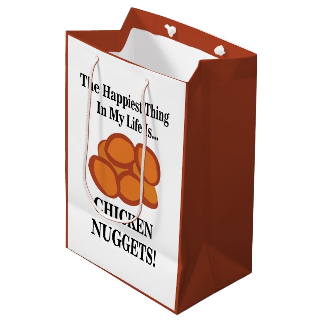 Chicken Nugget Fast Food Funny Chicken Nugget Medium Gift Bag (Front Angled)