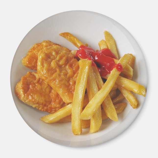 Chicken Nuggets and Fries Plates Magnet (Front)