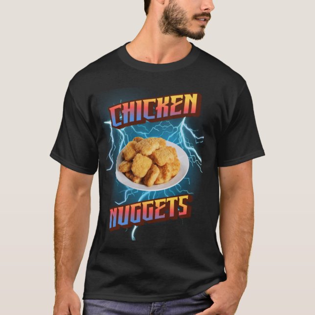 Chicken Nuggets Funny Heavy Metal, Rap Bootleg Sty T-Shirt (Front)