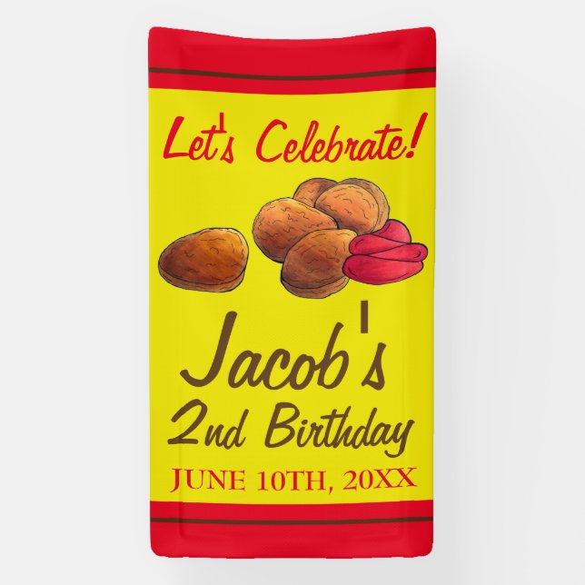 Chicken Nuggets Ketchup Junk Food Birthday Party Banner (Vertical)