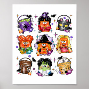Chicken Nuggets Pumpkin Halloween 90's Vintage Men Poster