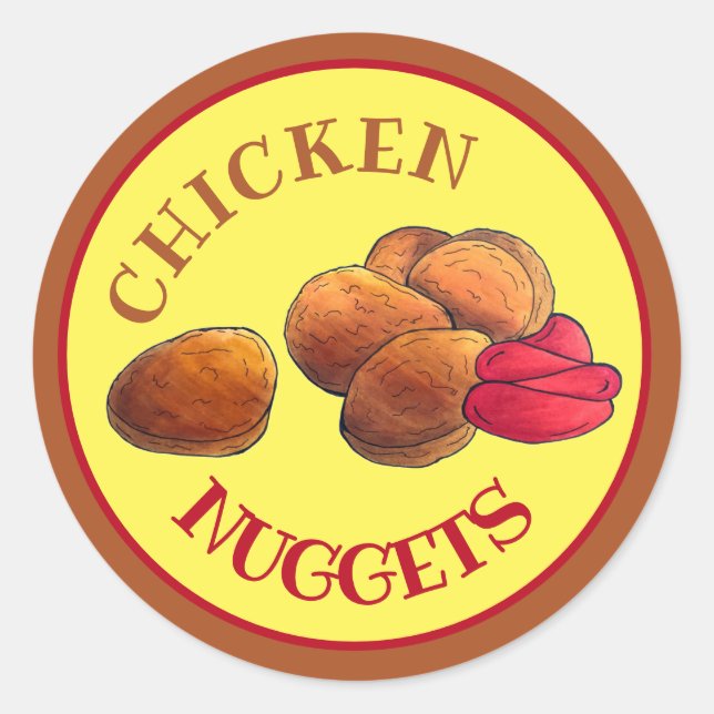 Chicken Nuggets with Ketchup Junk Food Foodie Classic Round Sticker (Front)