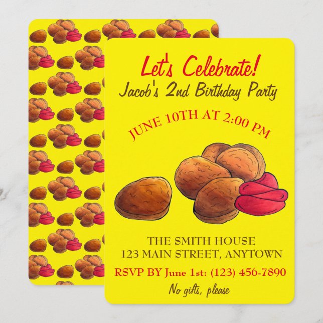 Chicken Nuggets with Ketchup Junk Food Foodie Invitation (Front/Back)