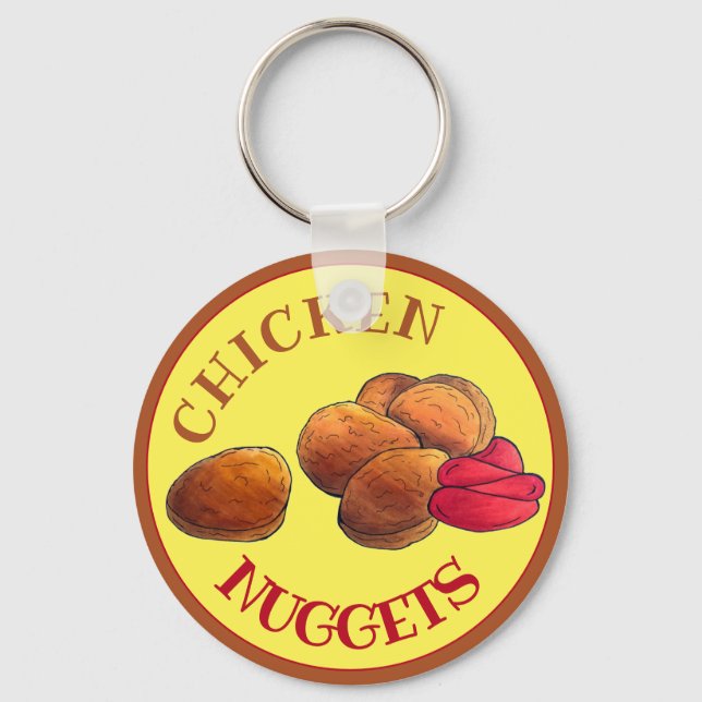 Chicken Nuggets with Ketchup Junk Food Foodie Key Ring (Front)