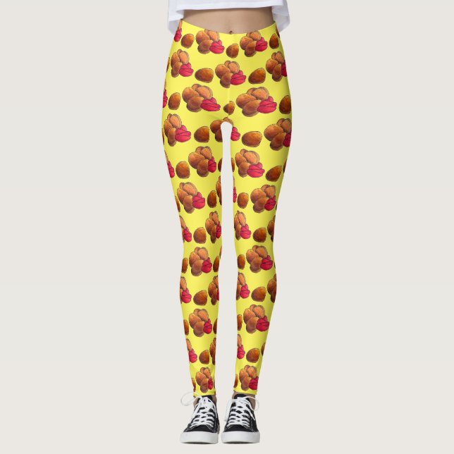 Chicken Nuggets with Ketchup Junk Food Foodie Leggings (Front)